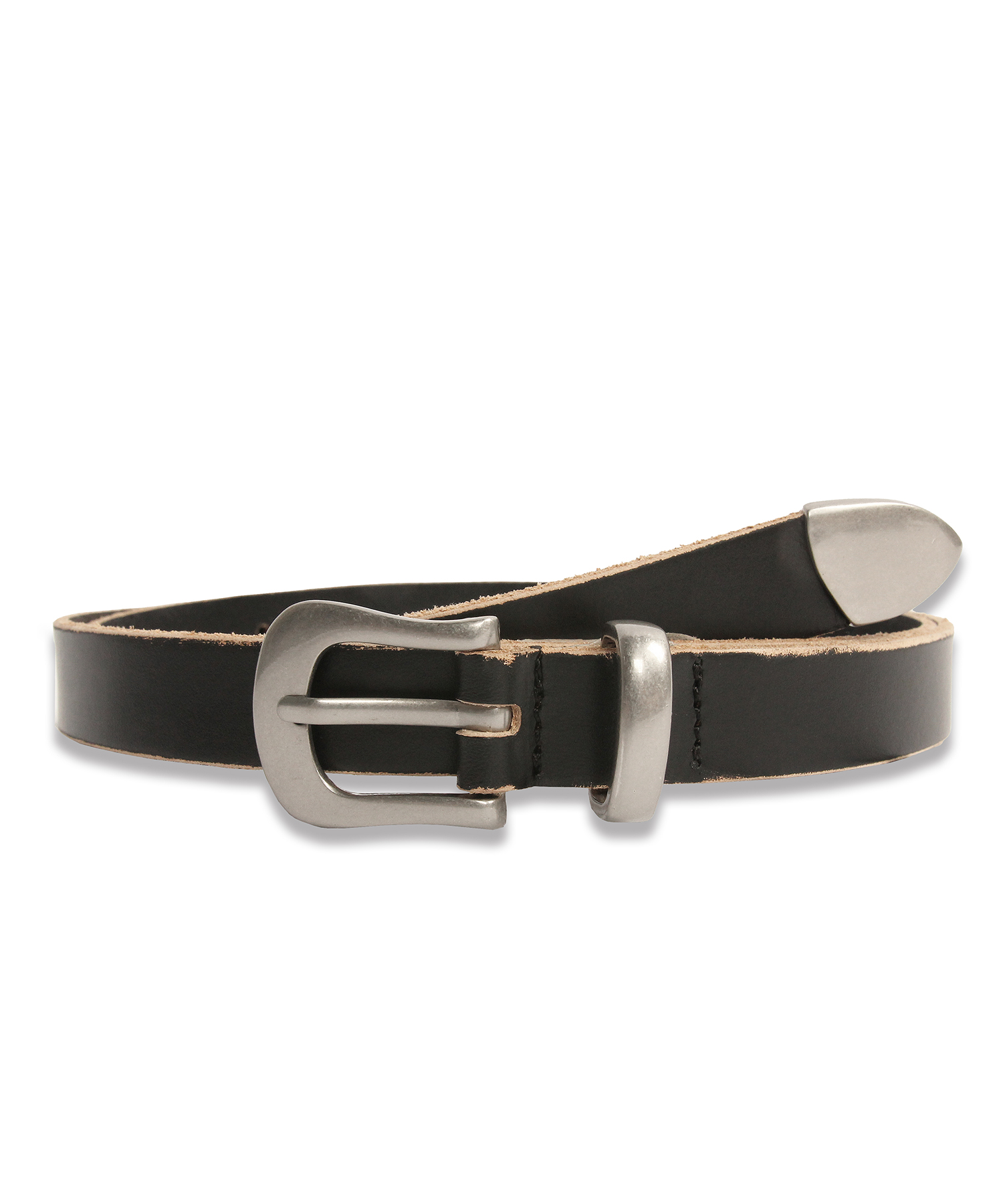 [6/7 예약발송] Cowhide Side Cut Western Hard Leather Belt BLACK