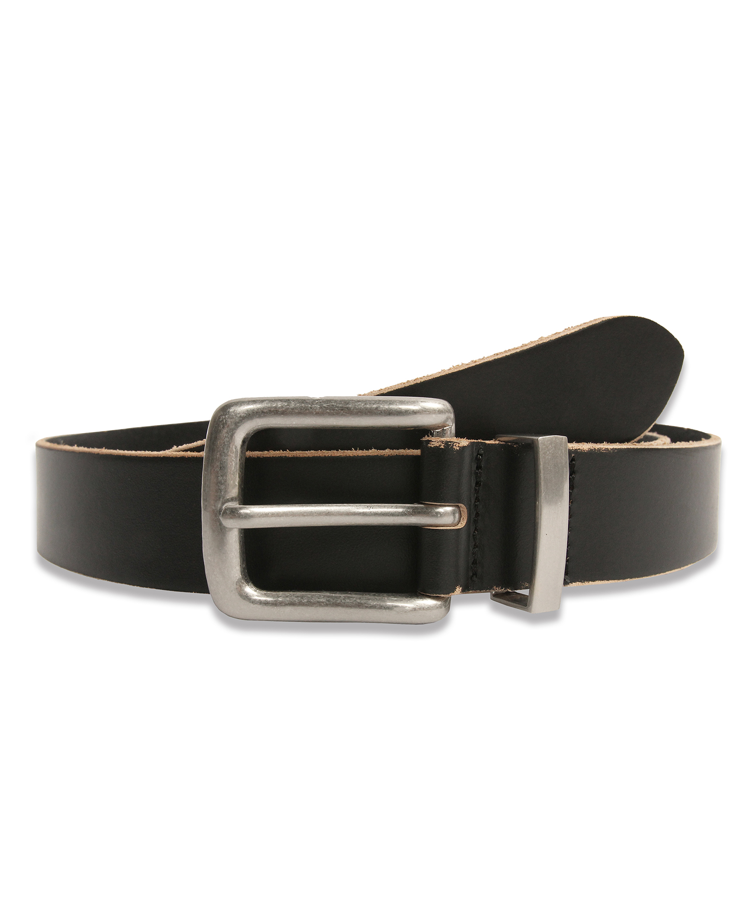 [6/7 예약발송] Cowhide Side Cut Square Hard Leather Belt BLACK